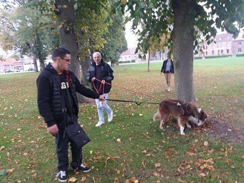 Balade d'automne dans un parc, entouré par deux bénéficiaires